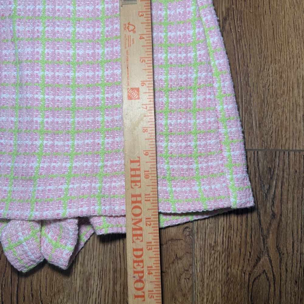 ZARA Tweed Pink Green Plaid‎ Mini Skort Skirt Womens S Barbiecore  preppy shorts - Picture 5 of 11